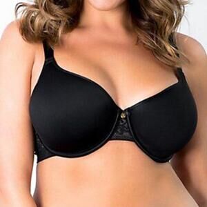 Curvy Couture Fantasia Bra 34D Black NWT Everyday Comfort Smooth Fit